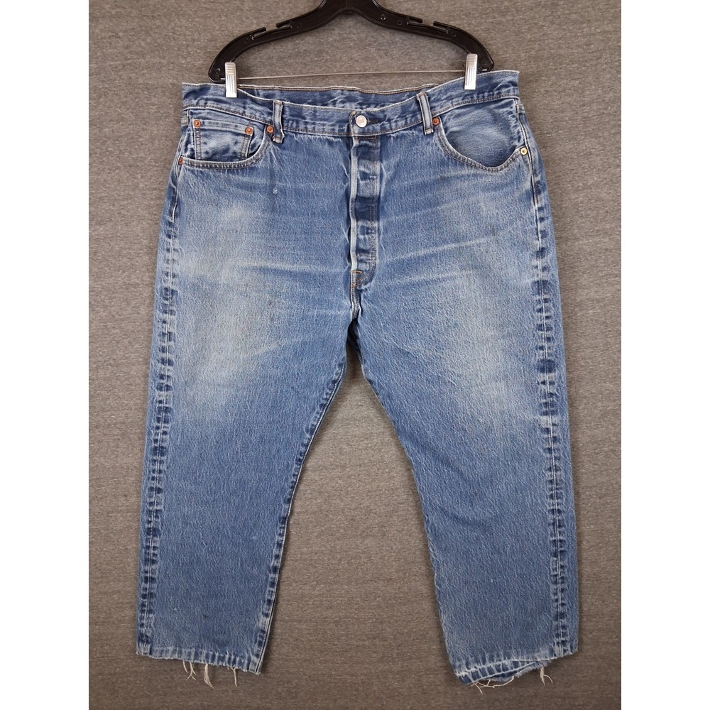 Levis Jeans Mens‎ 40x27 Blue Denim 501 Faded 90s Button Fly Straight Classic